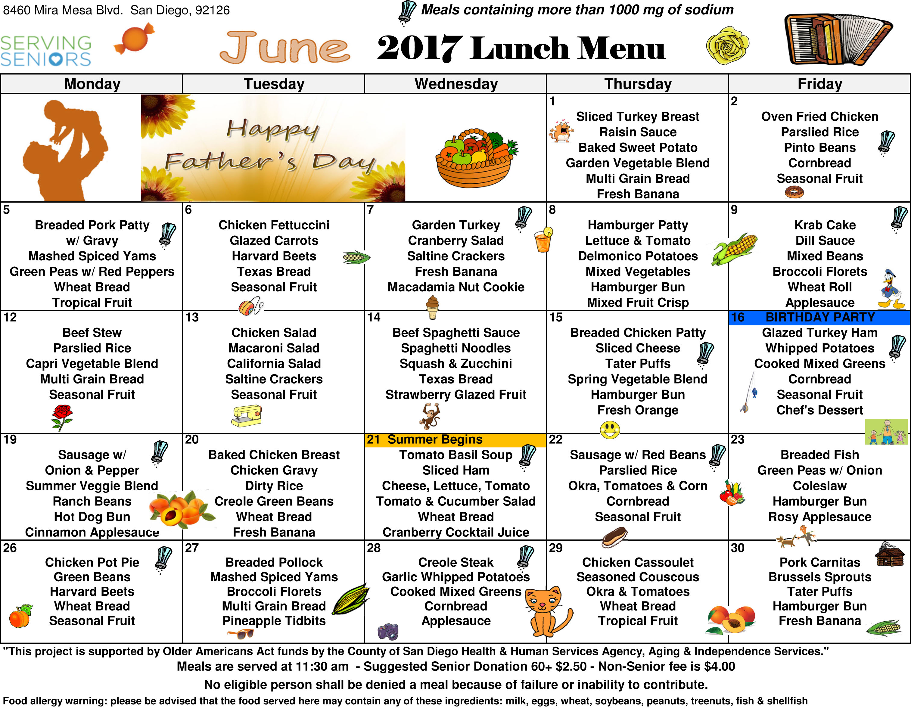June 2017 Lunch Menu Now Available! 