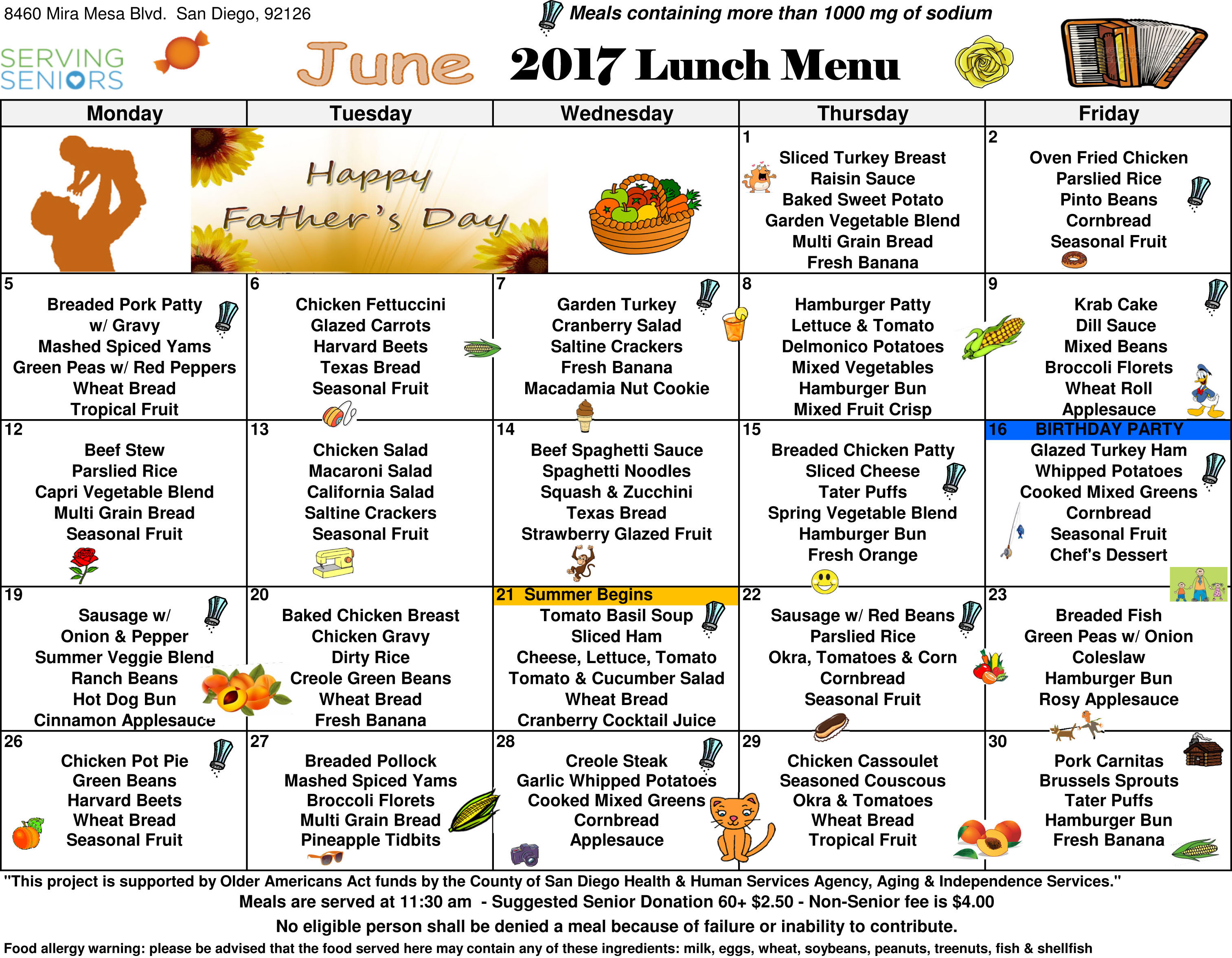 June 2017 Lunch Menu Now Available Mira Mesa Center June 2017 Lunch Menu Now Available Mira Mesa Center