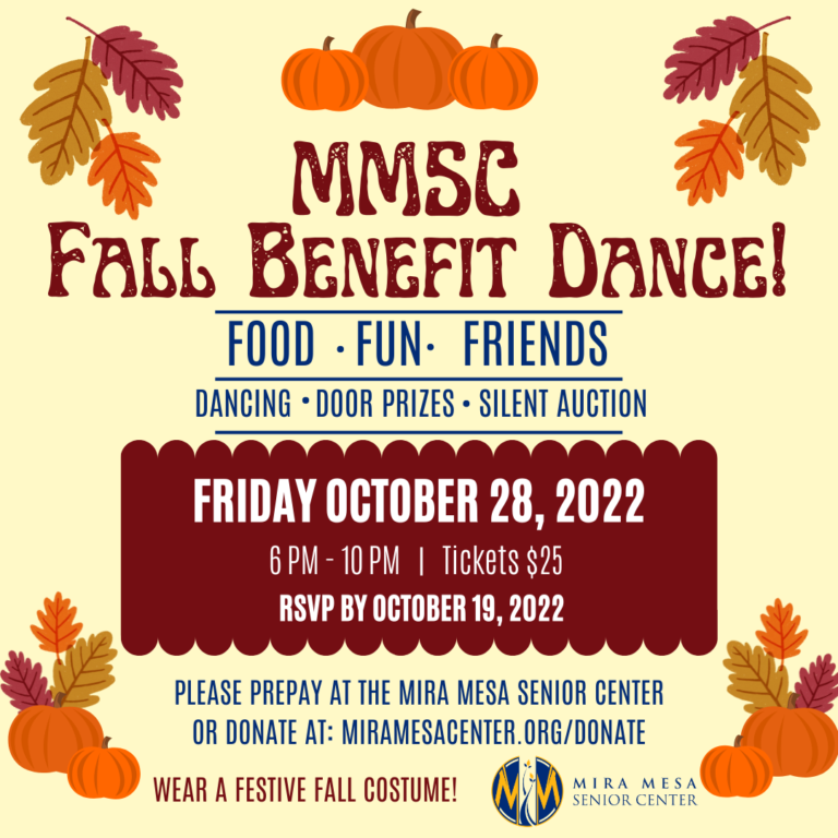 Mira Mesa Senior Center Fall Benefit Dance Mira Mesa Center
